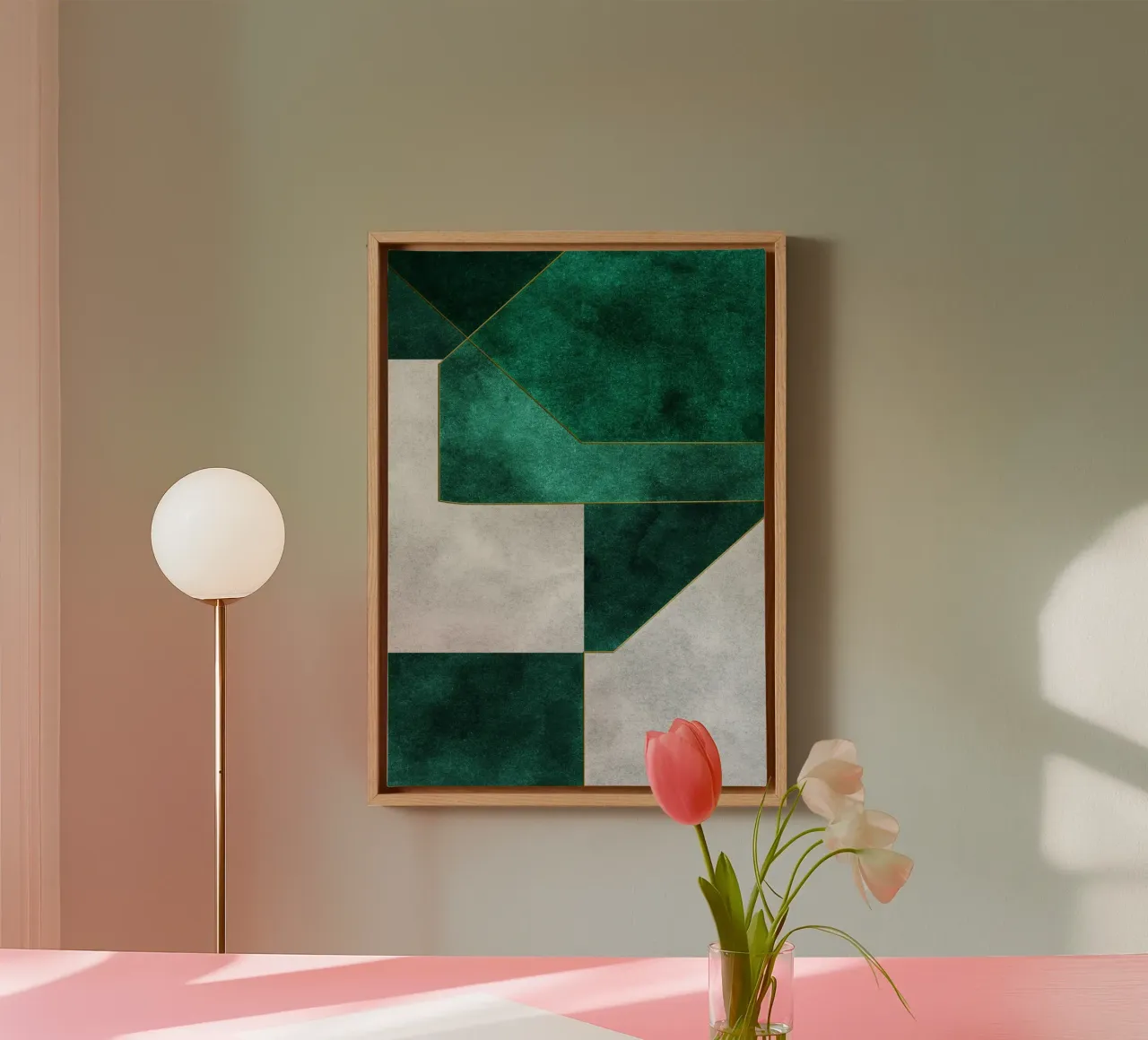 abstract geometric green art 1 Leinwand von vintageshop