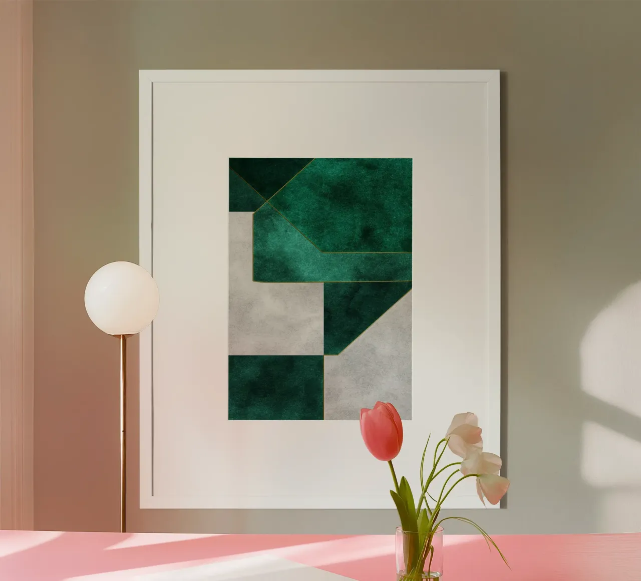 abstract geometric green art 1 carta hahnemühle da vintageshop