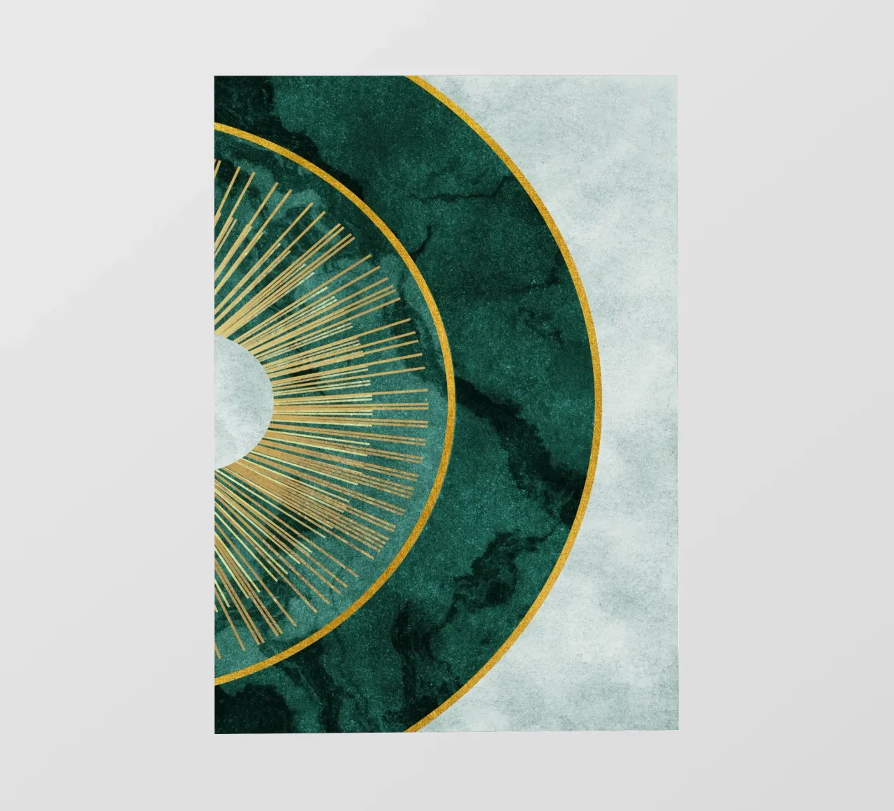 circular green art with gold pellicola backlit da vintageshop