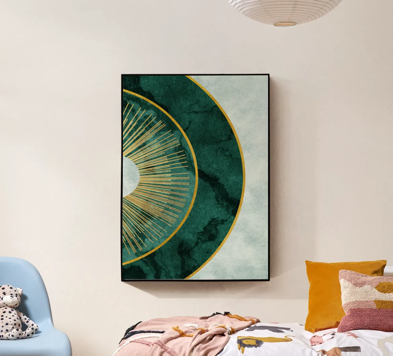 circular green art with gold plexiglass da vintageshop
