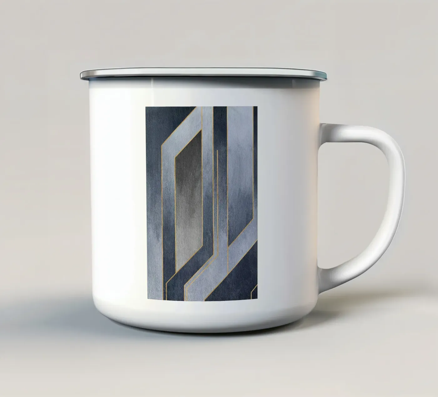 gray rectangular art emaille mok van vintageshop