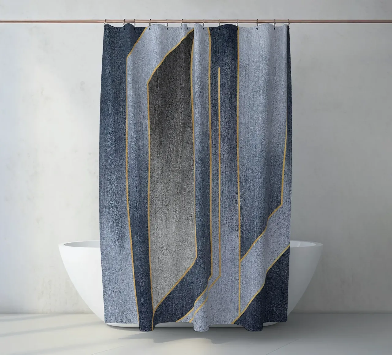 gray rectangular art douchegordijn van vintageshop