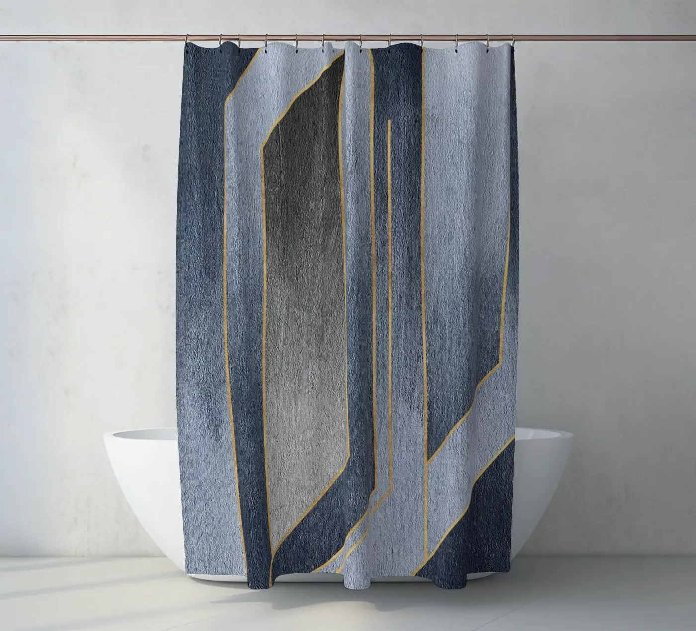 gray rectangular art douchegordijn van vintageshop