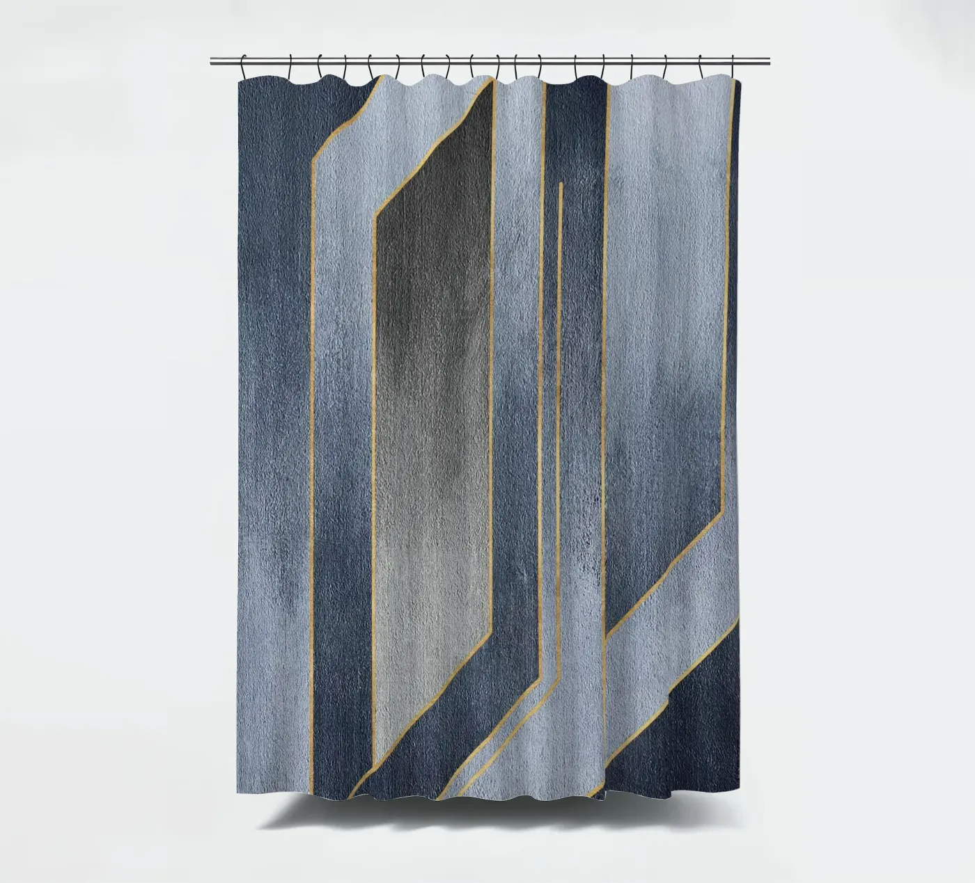 gray rectangular art douchegordijn van vintageshop