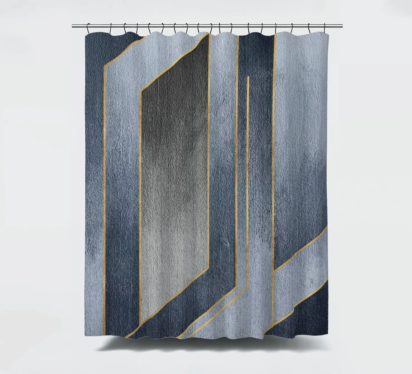 gray rectangular art douchegordijn van vintageshop