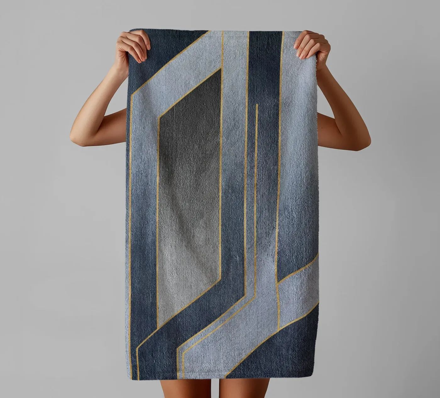 gray rectangular art serviette de bain de vintageshop