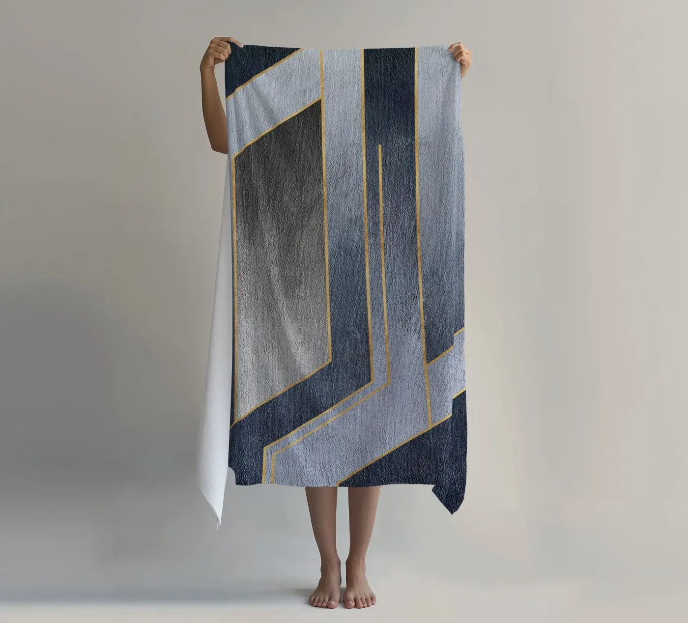 gray rectangular art strandhanddoek van vintageshop