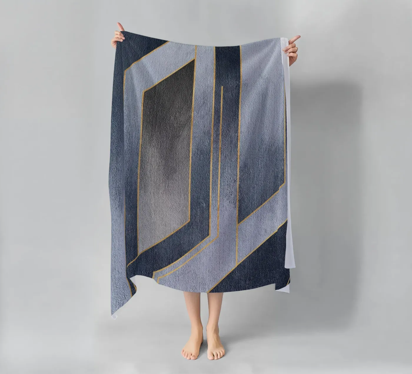 gray rectangular art strandhanddoek van vintageshop