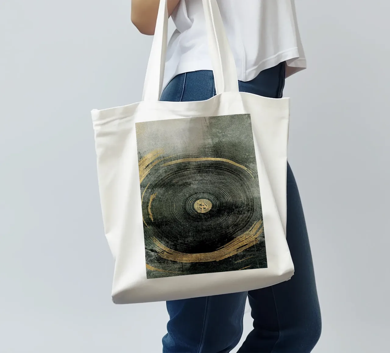 golden circular effect art borsa in juta da vintageshop