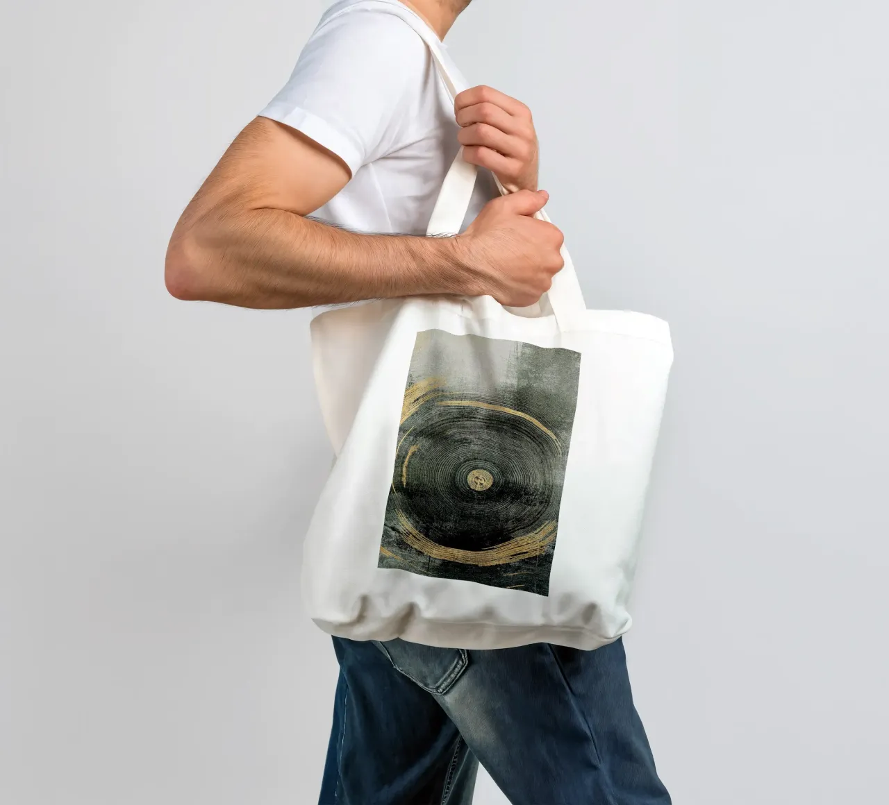 golden circular effect art borsa in juta da vintageshop