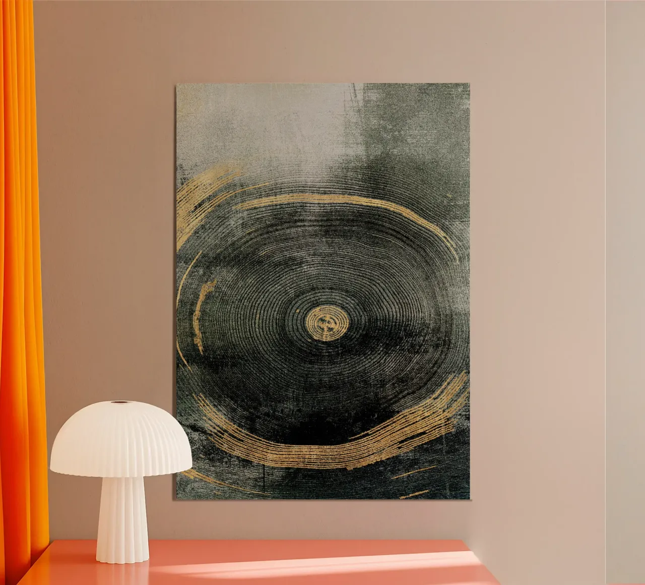 golden circular effect art alluminio dibond da vintageshop