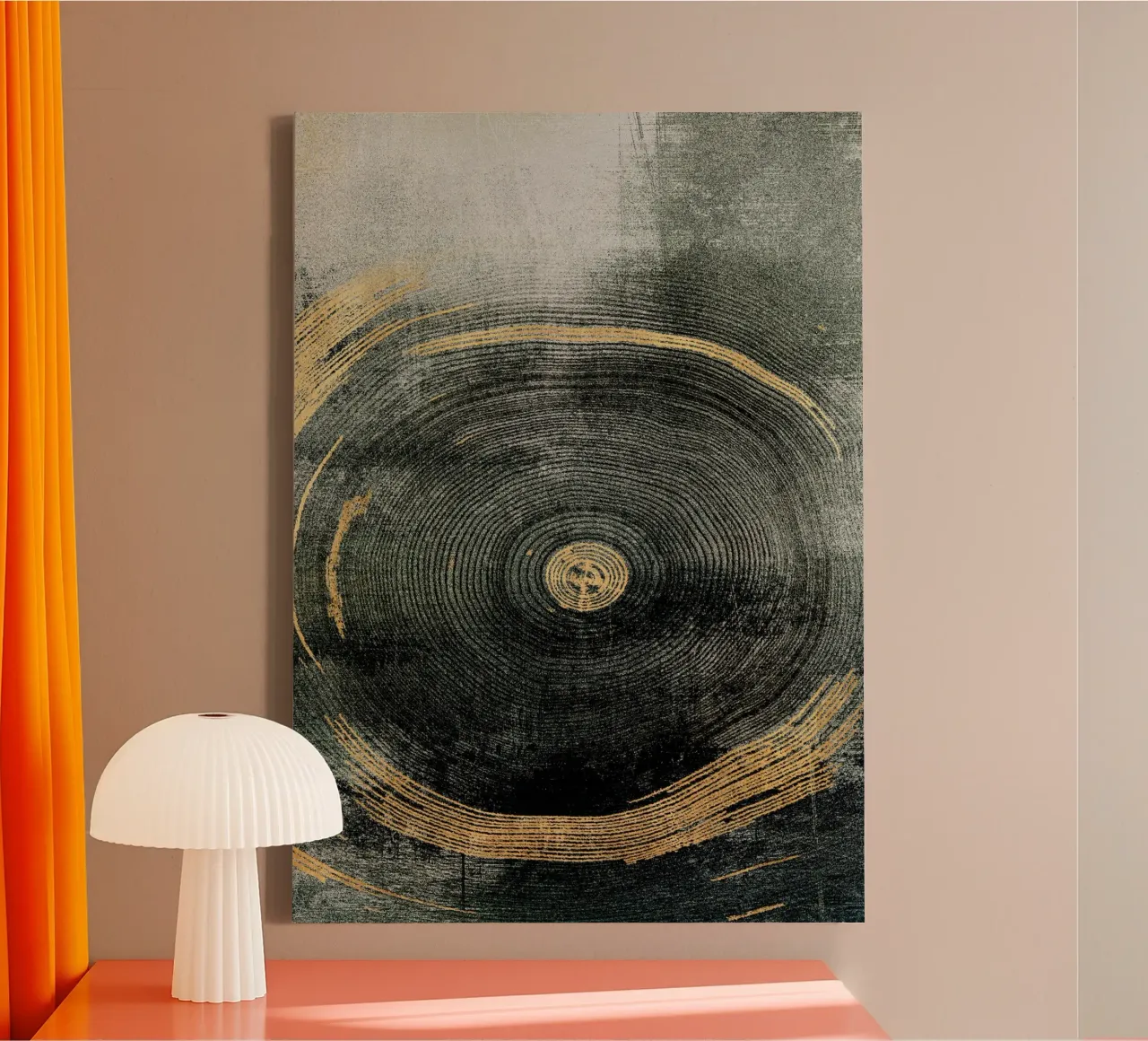 golden circular effect art tela da vintageshop