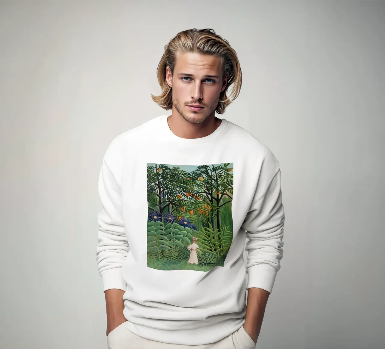 Donna che cammina in una foresta esotica Henri Rousseau felpa da Art History