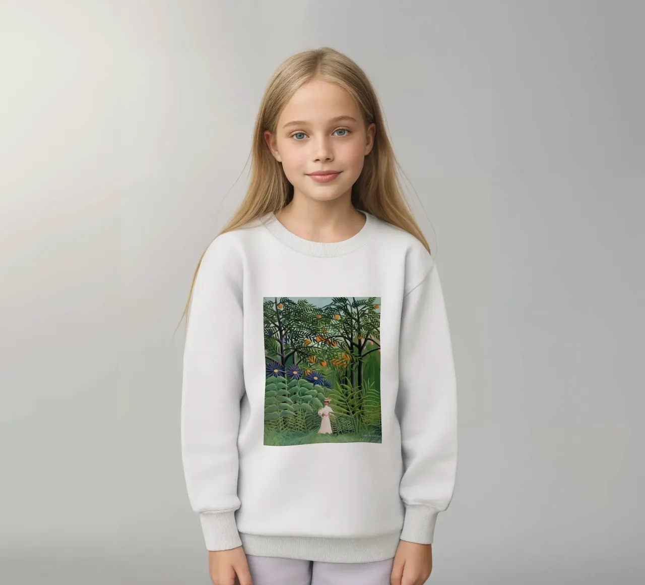 Donna che cammina in una foresta esotica Henri Rousseau felpa bambino da Art History