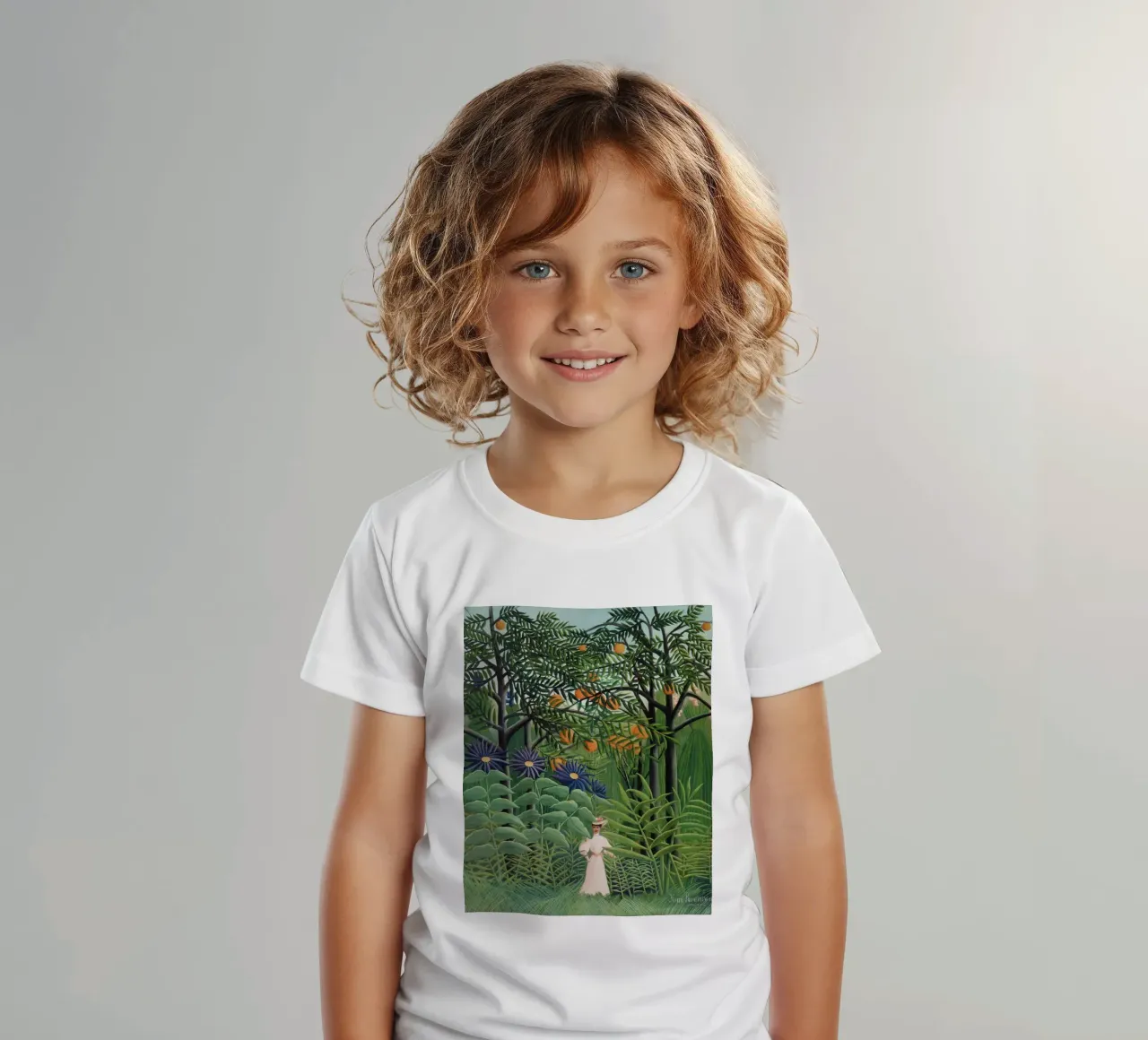 Frau, die in einem exotischen Wald spazieren geht Henri Rousseau Kinder T-Shirt von Art History