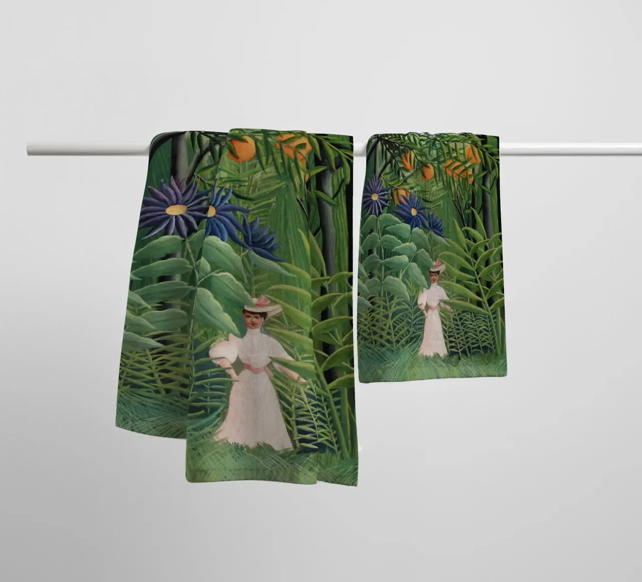 Donna che cammina in una foresta esotica Henri Rousseau asciugamano da bagno da Art History