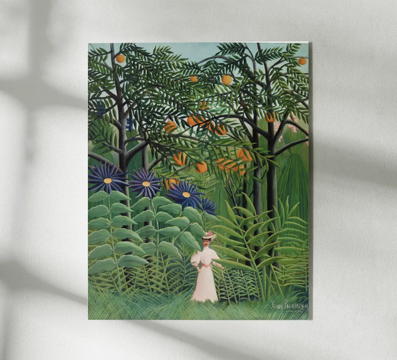 Donna che cammina in una foresta esotica Henri Rousseau plexiglass da Art History