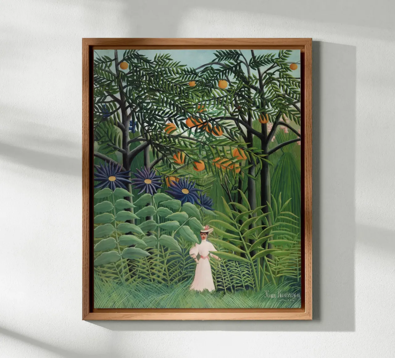 Donna che cammina in una foresta esotica Henri Rousseau alluminio dibond da Art History