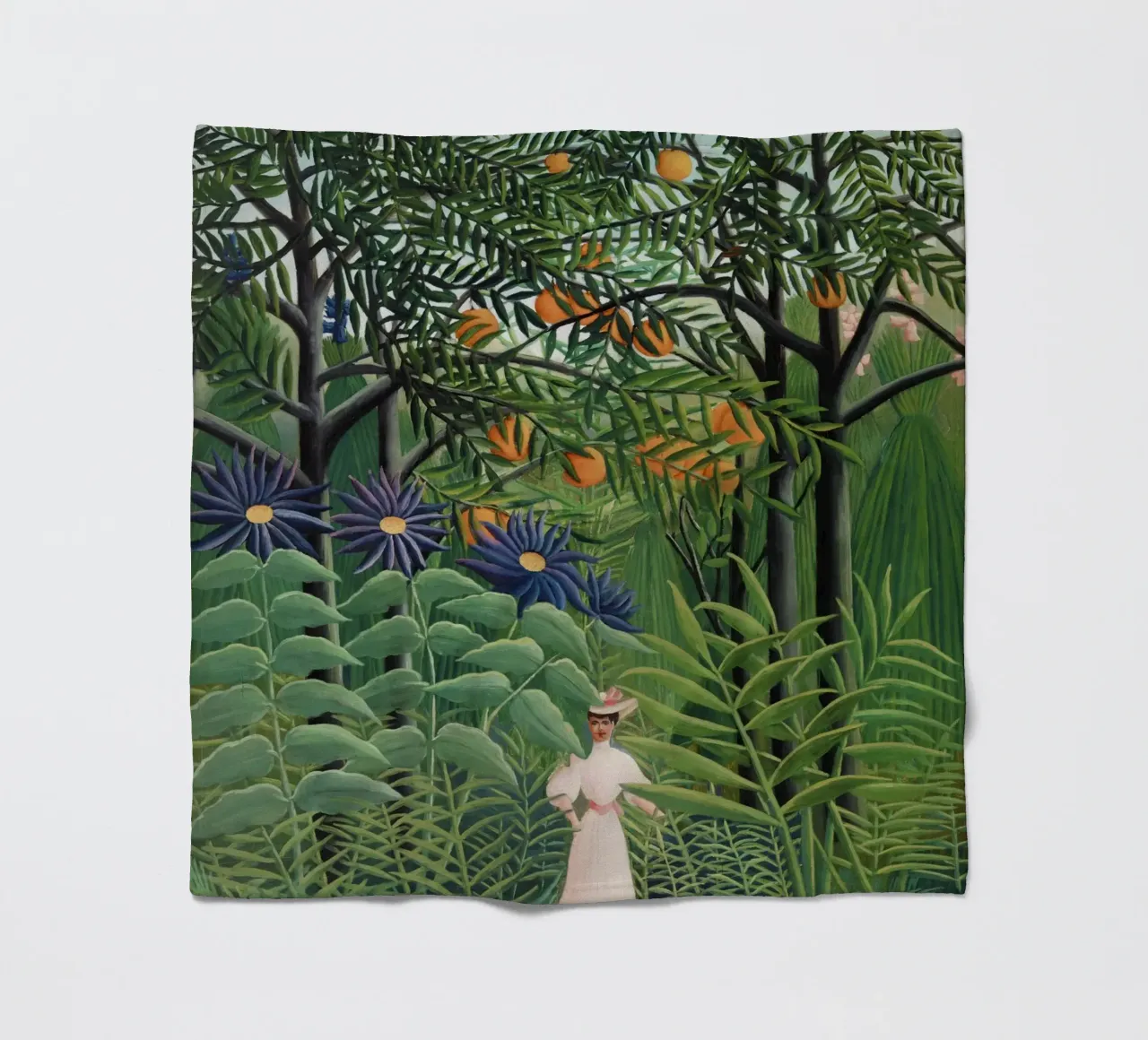 Donna che cammina in una foresta esotica Henri Rousseau coperta in pile da Art History