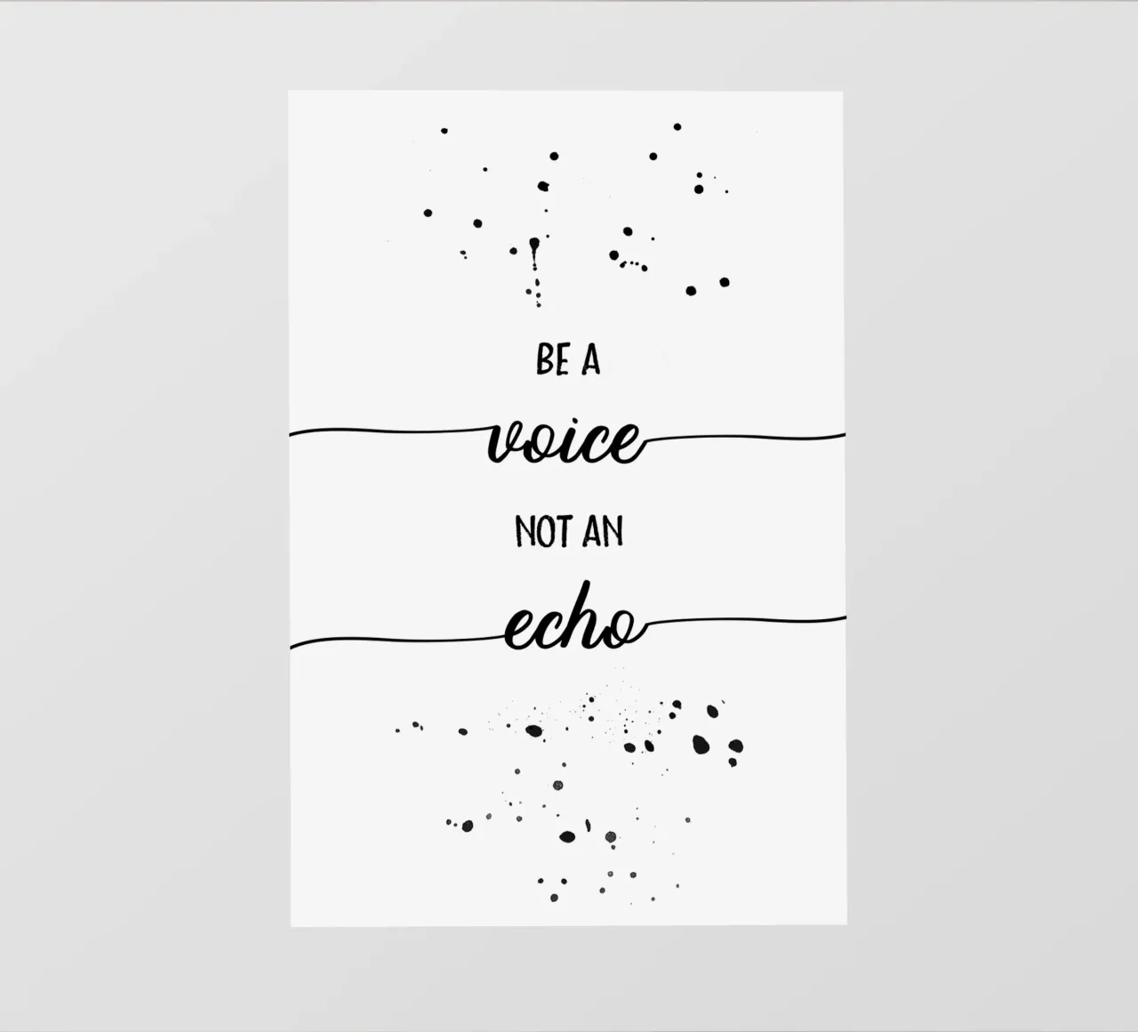 TEXT ART Be a voice not an echo telo in pvc da Melanie Viola