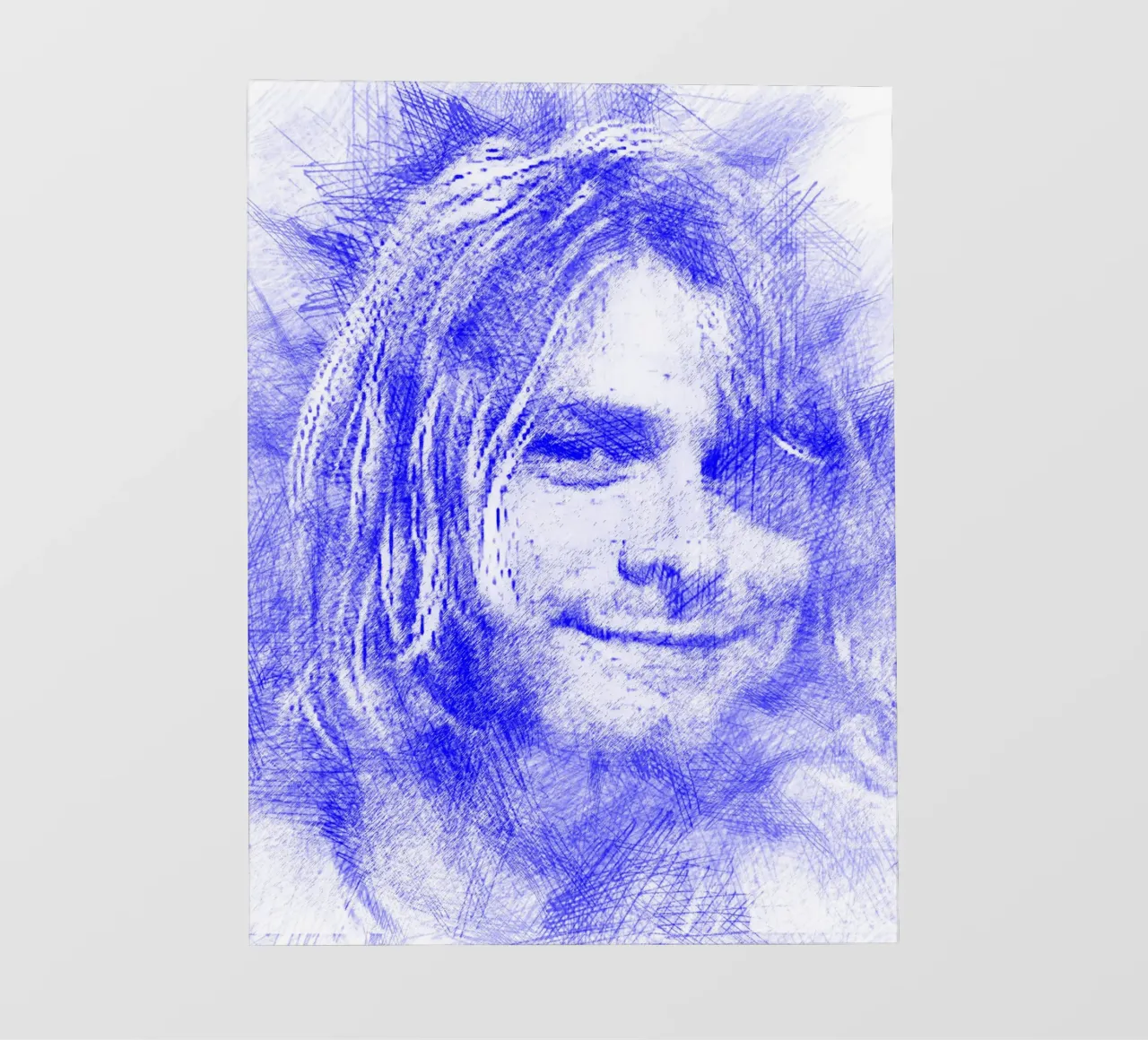 Schizzo di Kurt Cobain telo in pvc da Abasa Inaraya