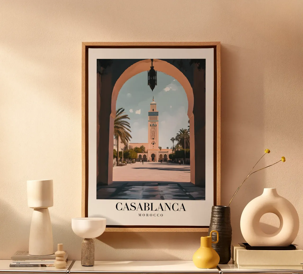 Casablanca Morocco Mosque Archway - Islamic Architecture Pri canvas with Floater frame by homdeco