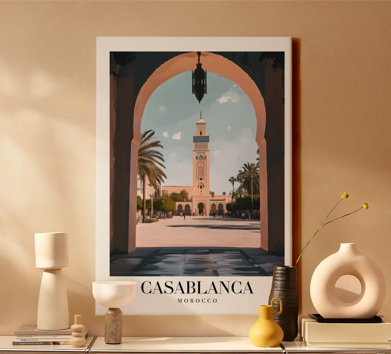 Casablanca Morocco Mosque Archway - Islamic Architecture Pri canvas with Floater frame by homdeco
