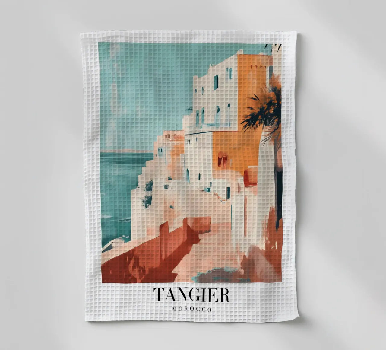 Tanger Maroc Vue côtière - Architecture méditerranéenne Pr torchon de homdeco