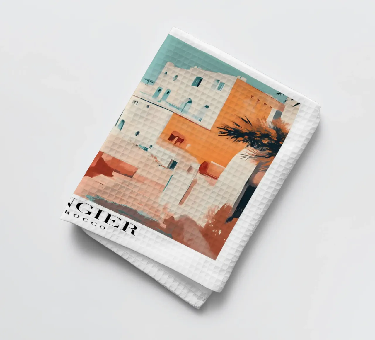 Tanger Maroc Vue côtière - Architecture méditerranéenne Pr torchon de homdeco