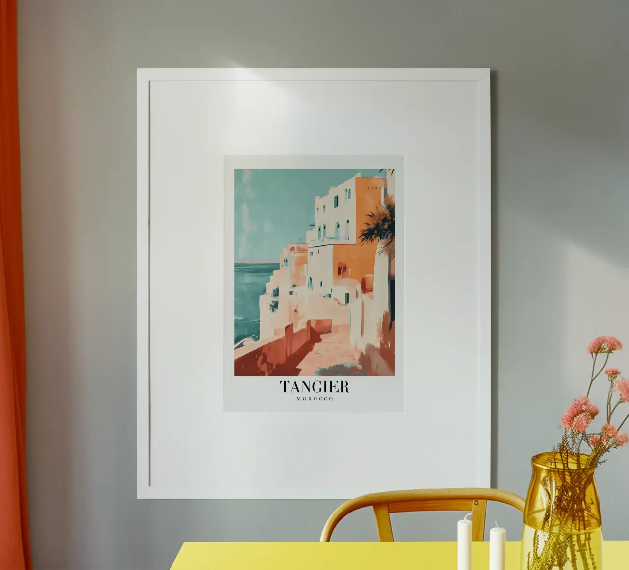 Tangier Morocco Coastal View - Mediterranean Architecture Pr poster by homdeco