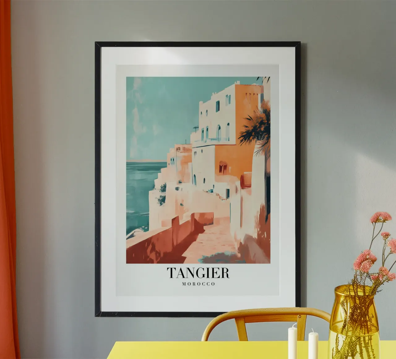 Tangier Morocco Coastal View - Mediterranean Architecture Pr poster by homdeco