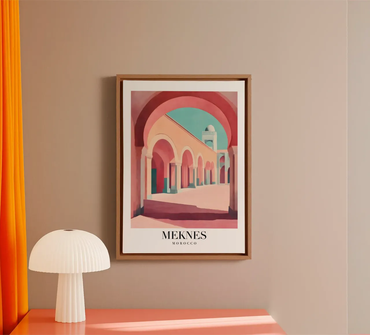 Meknes Morocco Archway Corridor - Abstract Moroccan Art canvas with Floater frame by homdeco
