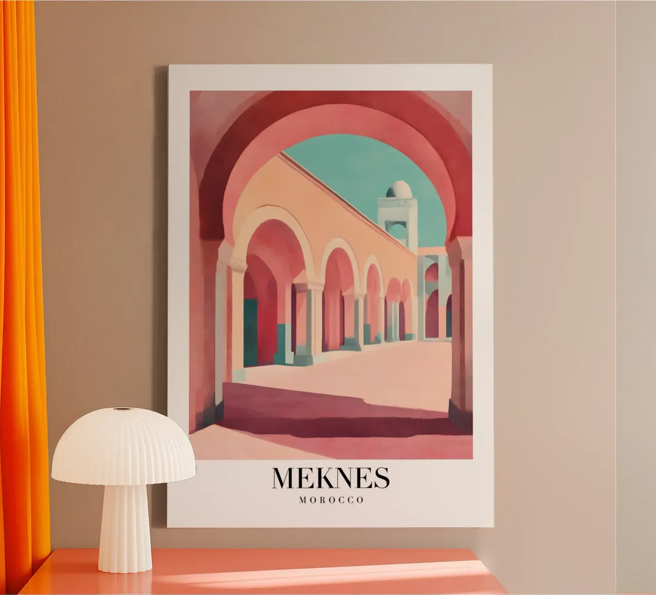 Meknes Morocco Archway Corridor - Abstract Moroccan Art canvas with Floater frame by homdeco