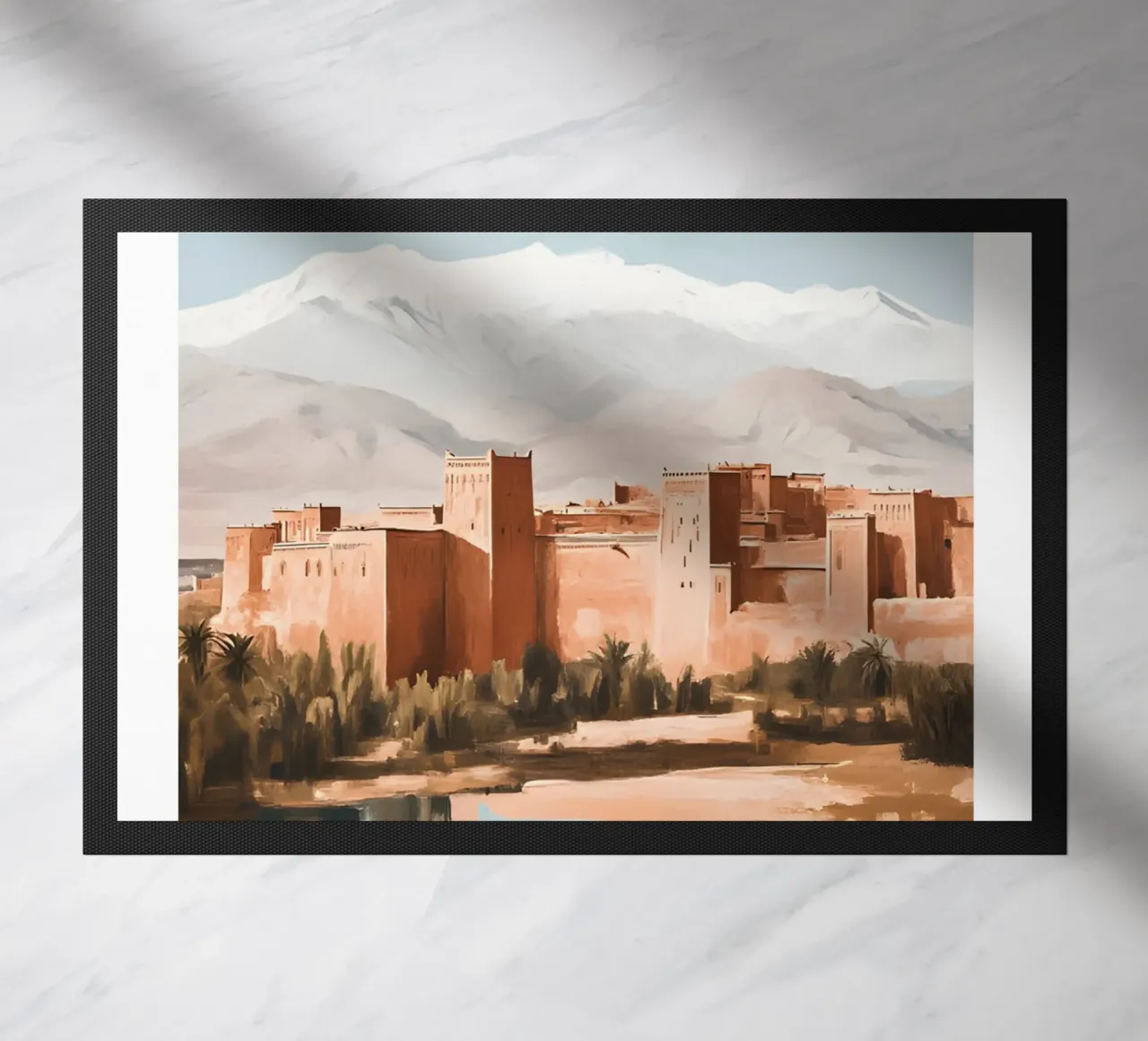 Ouarzazate Marruecos Kasbah View - Atlas Mountains Art Print felpudo de homdeco