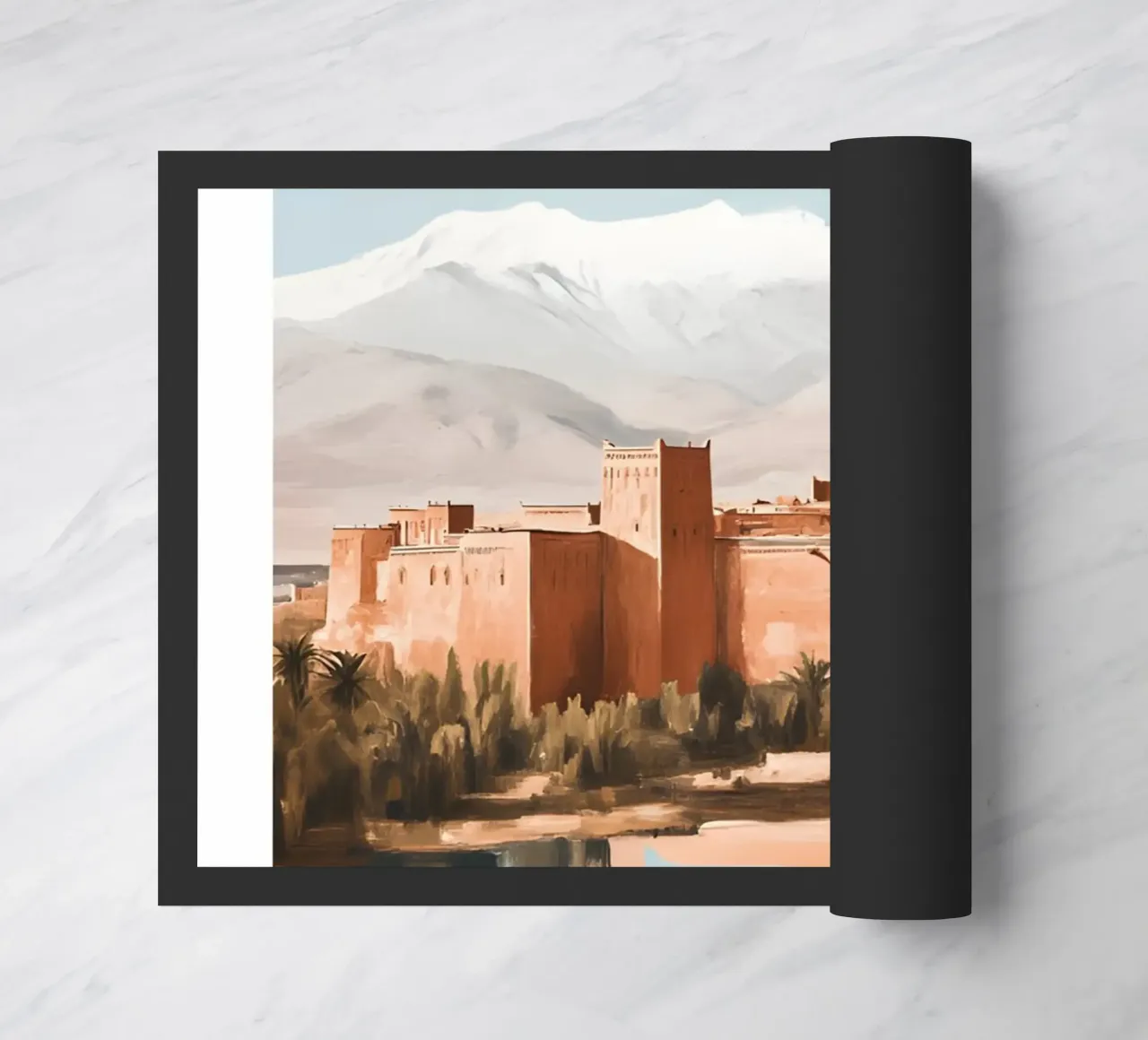 Ouarzazate Marruecos Kasbah View - Atlas Mountains Art Print felpudo de homdeco