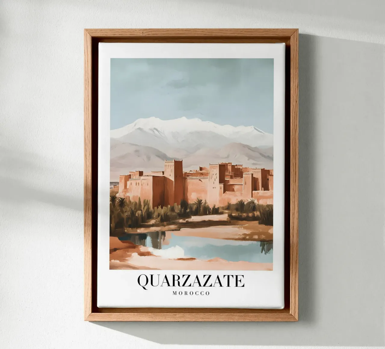 Ouarzazate Marruecos Kasbah View - Atlas Mountains Art Print lienzo con Marco flotante de homdeco