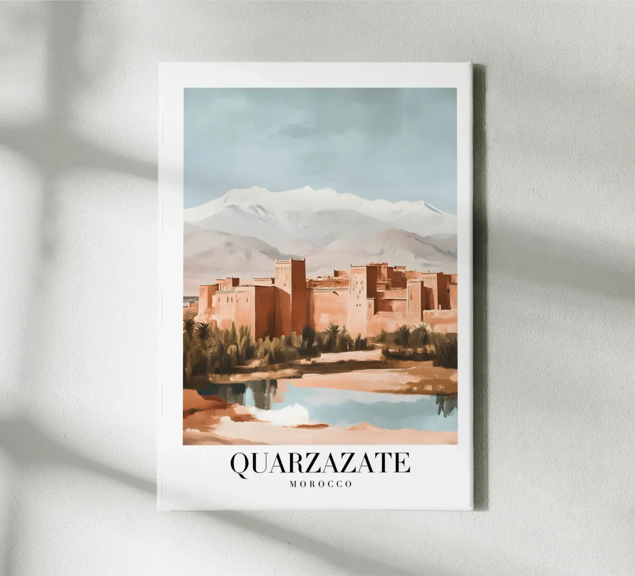 Ouarzazate Marruecos Kasbah View - Atlas Mountains Art Print lienzo con Marco flotante de homdeco