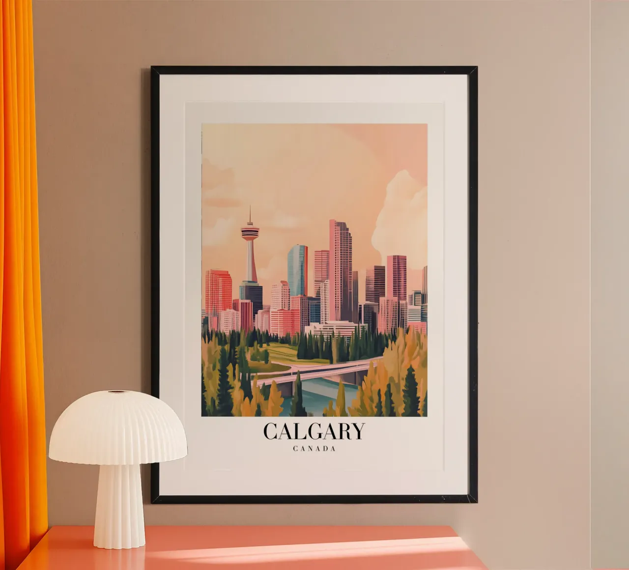 Calgary Canada Cityscape - Skyline & Tower Art Print poster de homdeco