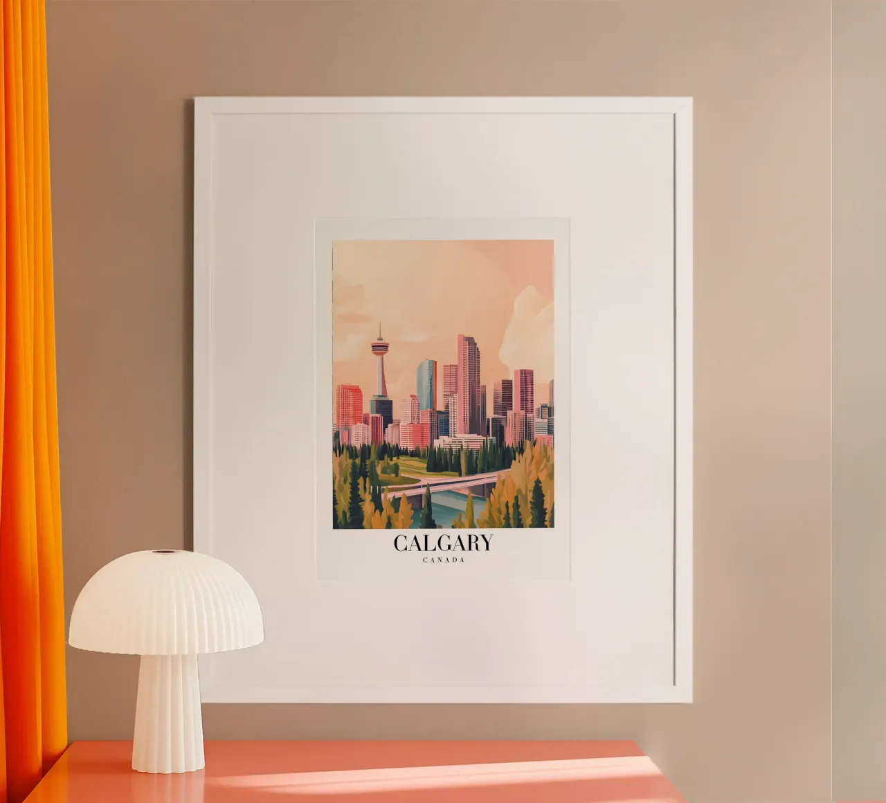 Calgary Canada Cityscape - Skyline & Tower Art Print poster de homdeco