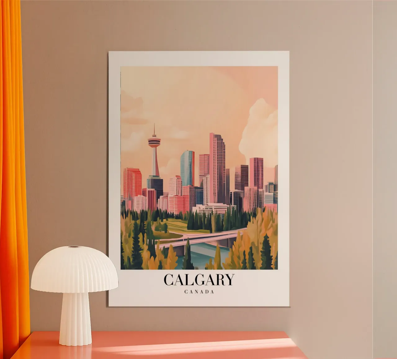 Calgary Canada Cityscape - Skyline & Tower Art Print poster de homdeco