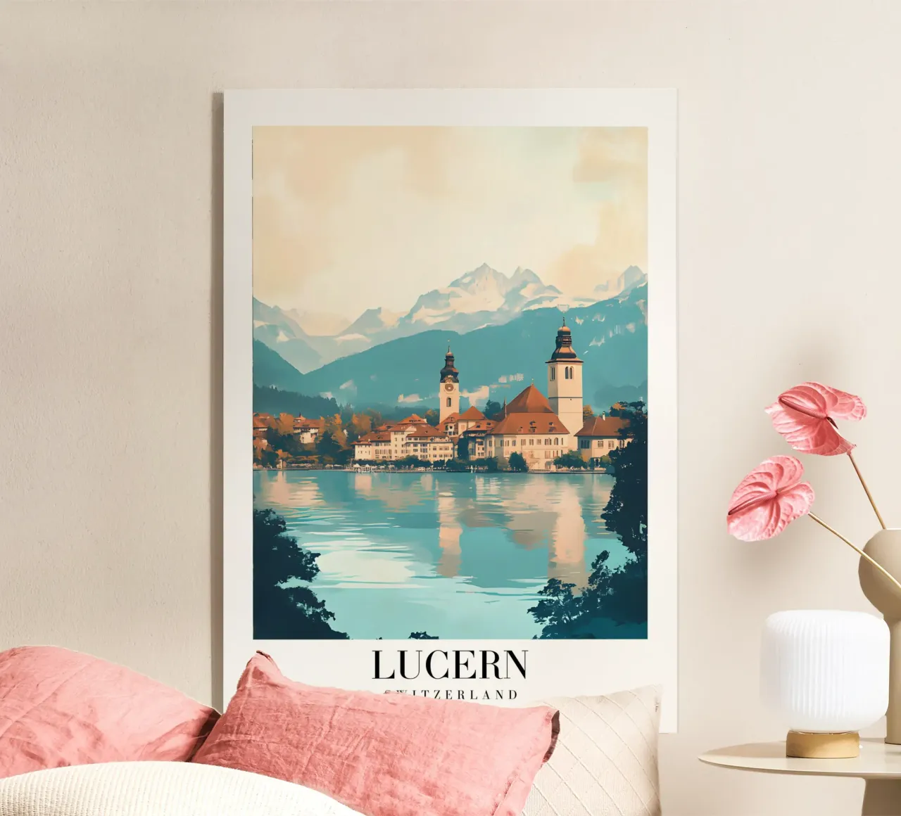 Lucern Switzerland Lake View - Alpine Cityscape Art Print plexiglas de homdeco