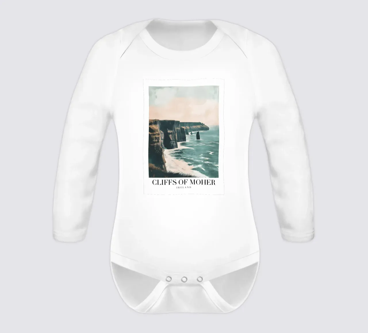 Cliffs of Moher Ireland - Coastal Landscape Art Print long-sleeve baby romper by homdeco