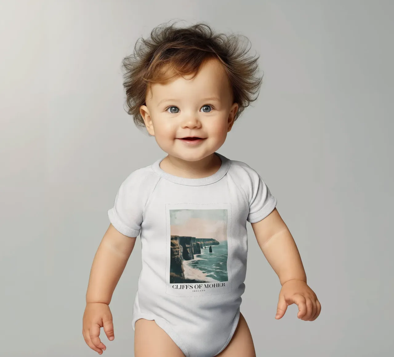 Cliffs of Moher Ierland - Kunstdruk van kustlandschap babyrompertje korte mouwen van homdeco