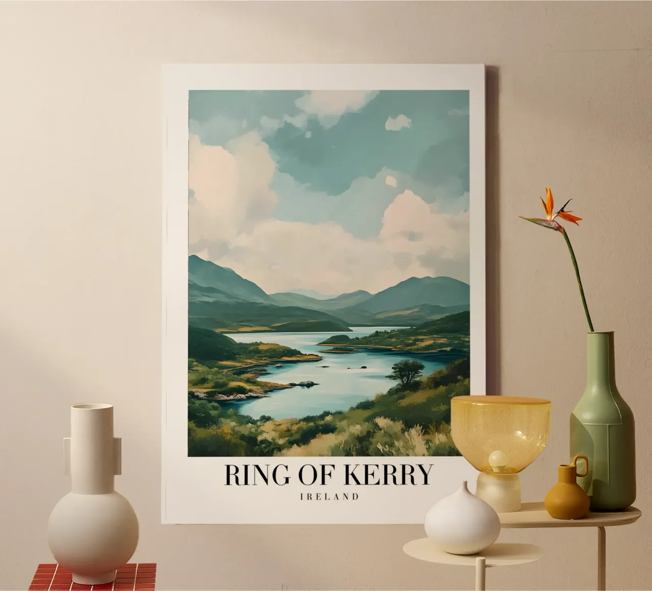 Ring of Kerry Ireland - Panoramic Lakes & Mountains Print canvas with Floater frame by homdeco