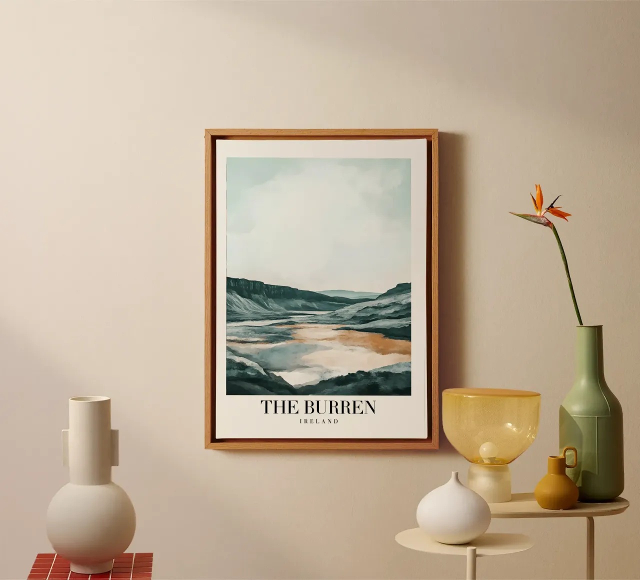 The Burren Ireland Valley View - Abstract Landscape Art canvas with Floater frame by homdeco
