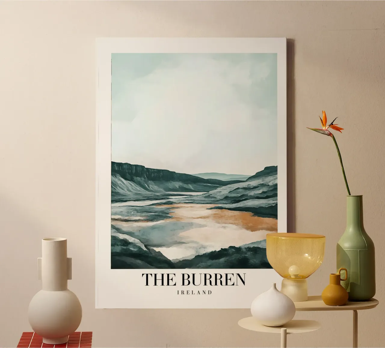 The Burren Ireland Valley View - Abstract Landscape Art canvas with Floater frame by homdeco