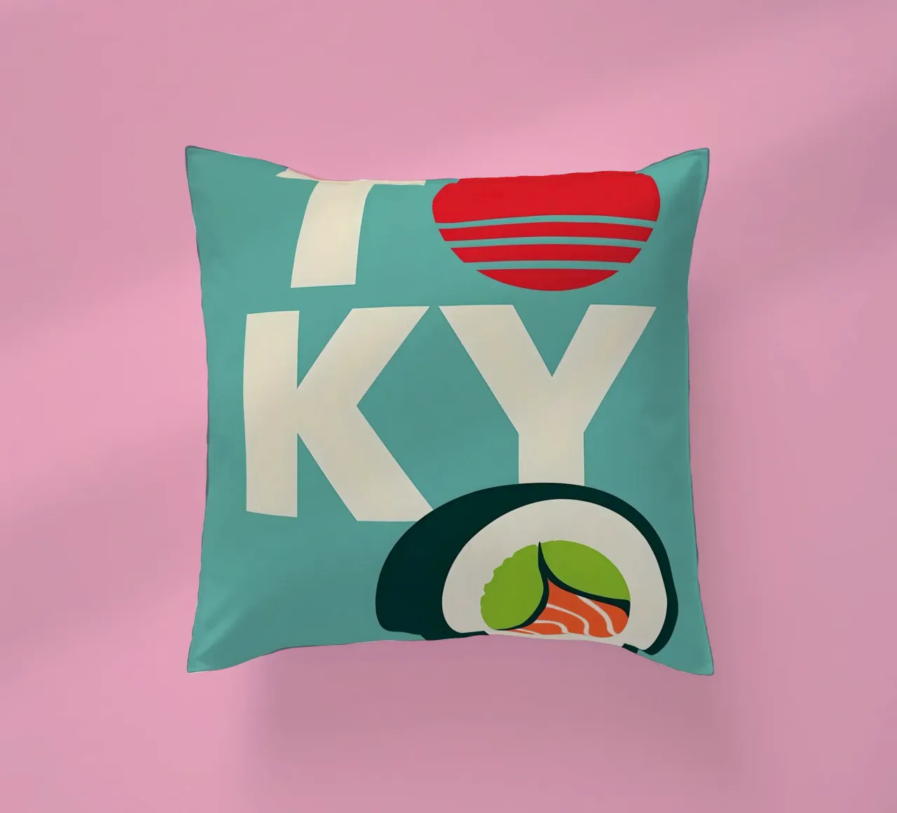 Tokyo Sushi Minimalist Art decorative cushion by 🥝 KIWI STORE