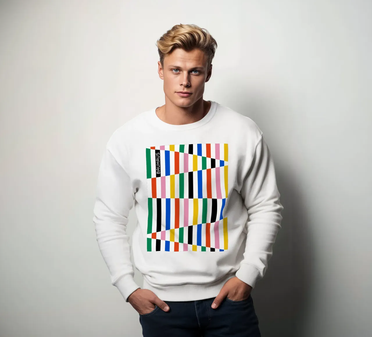 Modello di linea Bauhaus - Design grafico colorato felpa da Studio Vibe