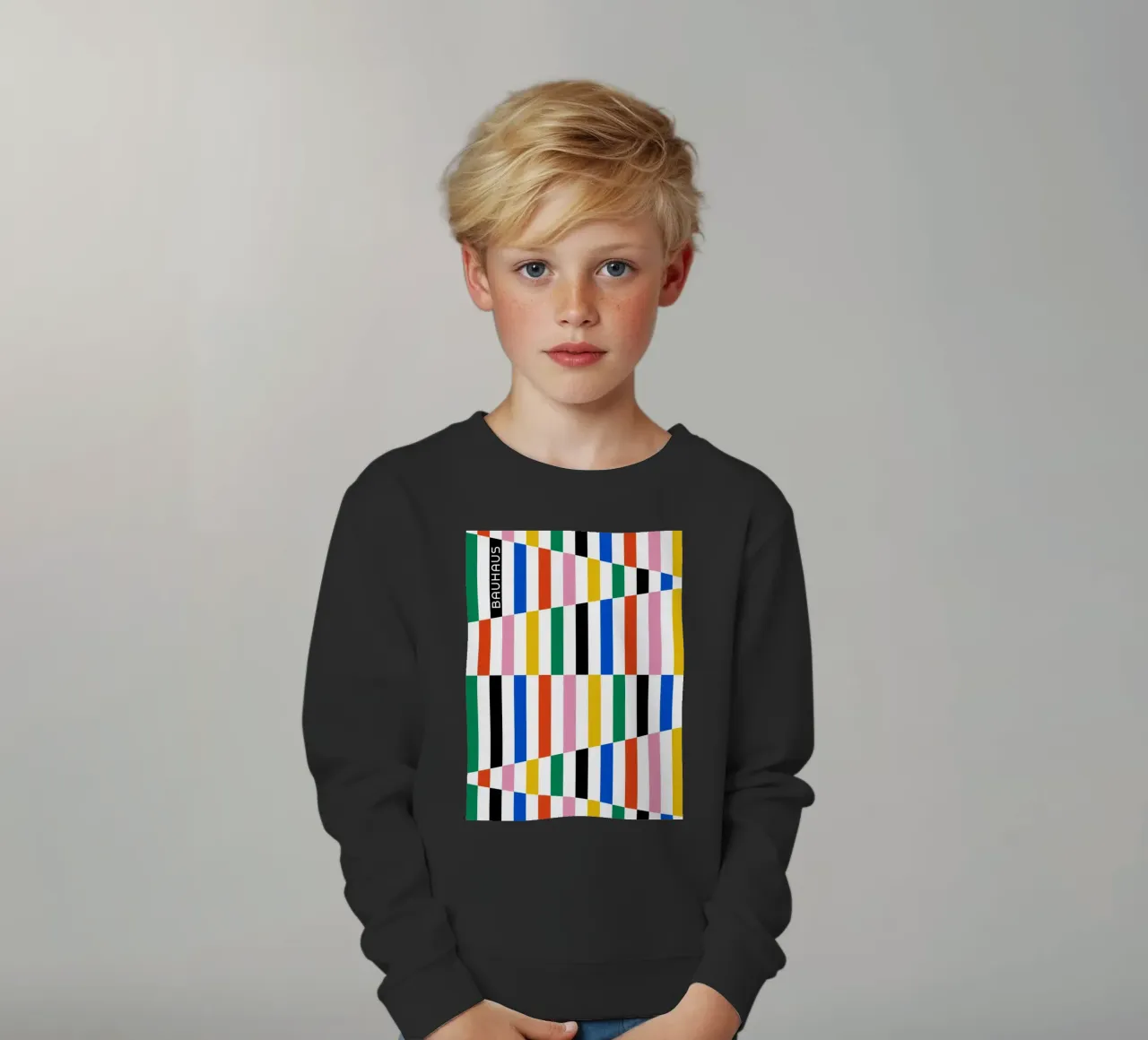 Modello di linea Bauhaus - Design grafico colorato felpa bambino da Studio Vibe