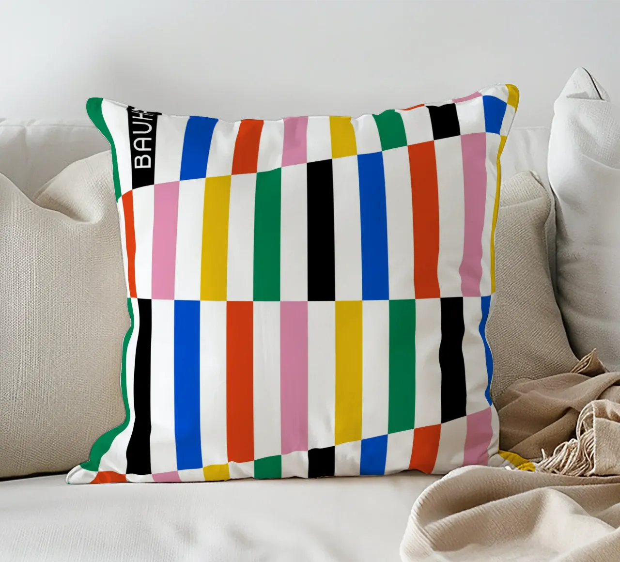 Modello di linea Bauhaus - Design grafico colorato cuscino da Studio Vibe